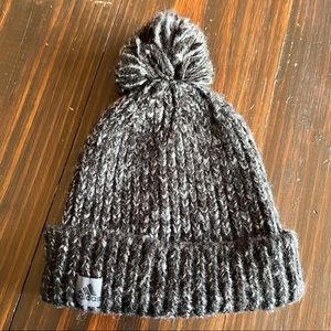 Adidas Beanie three stripes life grey black heather adult size hat
